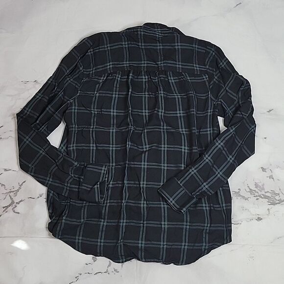 Madewell Palma Plaid Green Crossover Wrap Blouse - Picture 5 of 7